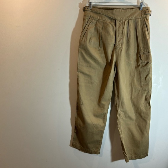 BANANA  REPUBLIC Sz 14 Khaki Cargo Style Buckle Cinching Belt Twill Trousers - Picture 1 of 12